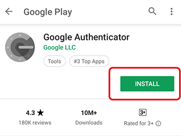 Google Authenticator from Google Play Store